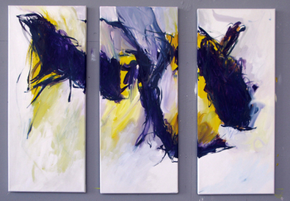 Triptychon Karfreitag Kreuzigung 3x 50x20 cm / Acryl