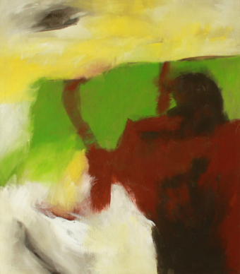 Nachdenken am Fluss / 160x140 cm / Acryl und Pigmente