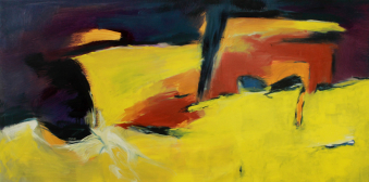 Hütte am Weg / 100x200 cm / Acryl und Pigmente