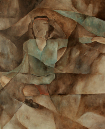 Tänzerin am Boden sitzend / 73 x 60 cm / Oel